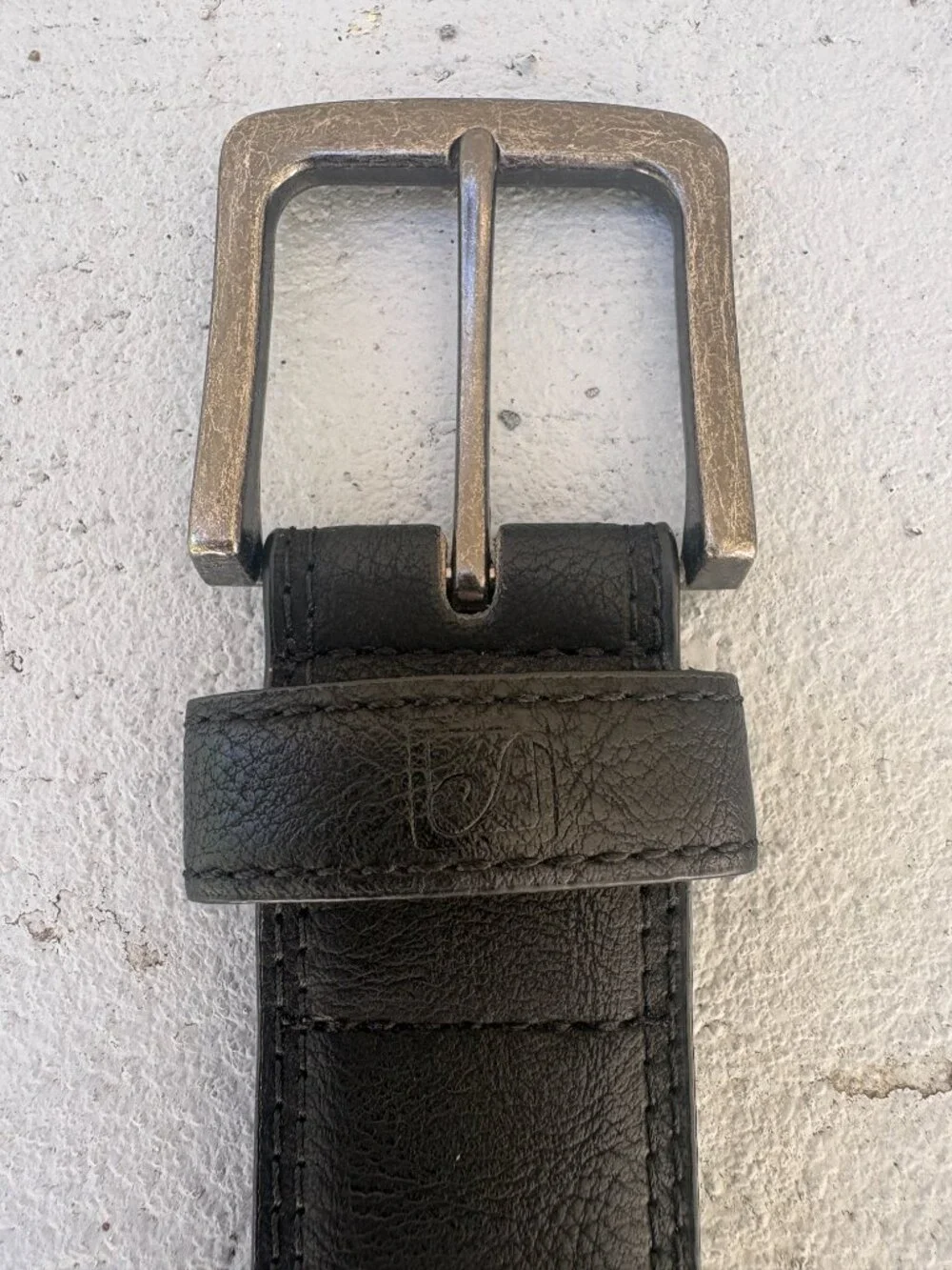 Stone Mountain Men's Black Bonded Leather Belt Silver Buckle Size XL 42 44